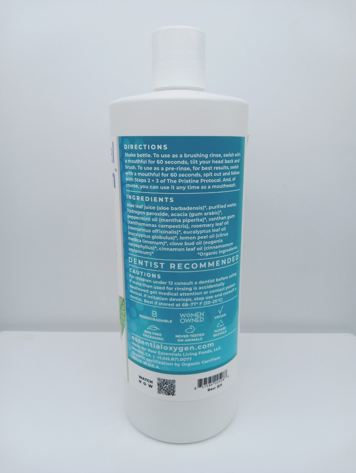 Peppermint Mouthwash - Organic Oral Rinse, 32 Oz for Fresh Breath & Oral Health