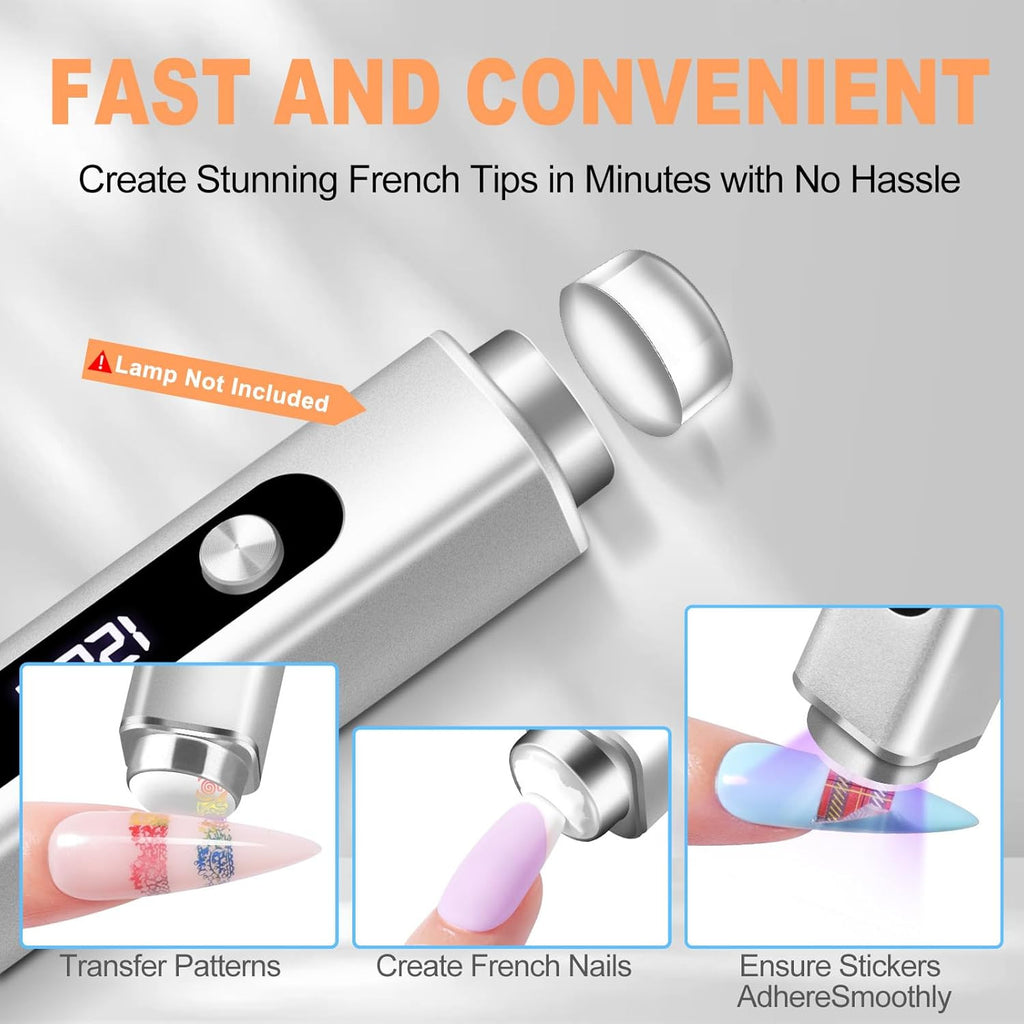 French Tip Nail Stampers Kit - 8 Silicone Nail Art Stamper Set for Professional & Home Use