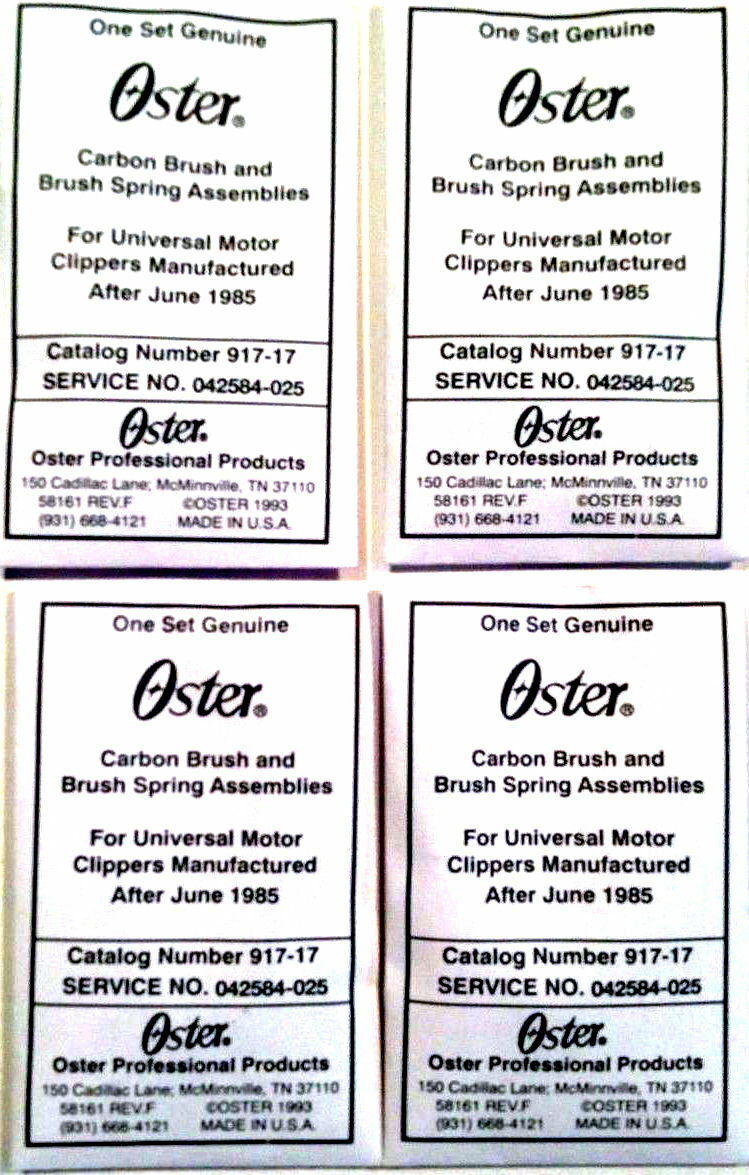 Genuine Oster Carbon Brush & Spring Assemblies for Clippers - 4 Sets