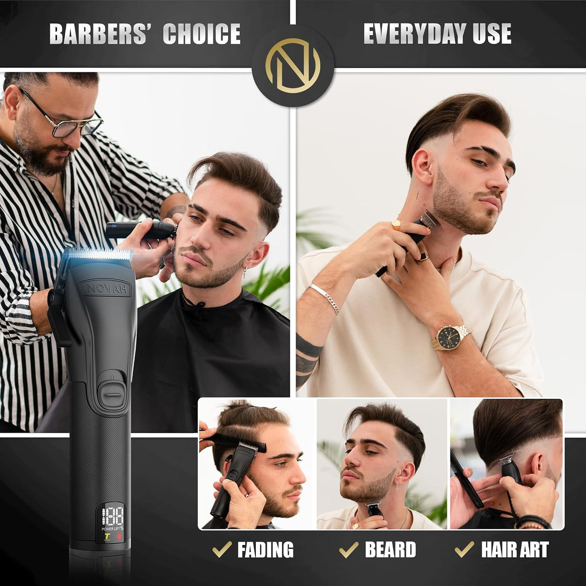 Professional Hair Clippers for Men - Rechargeable Barber Grooming Kit