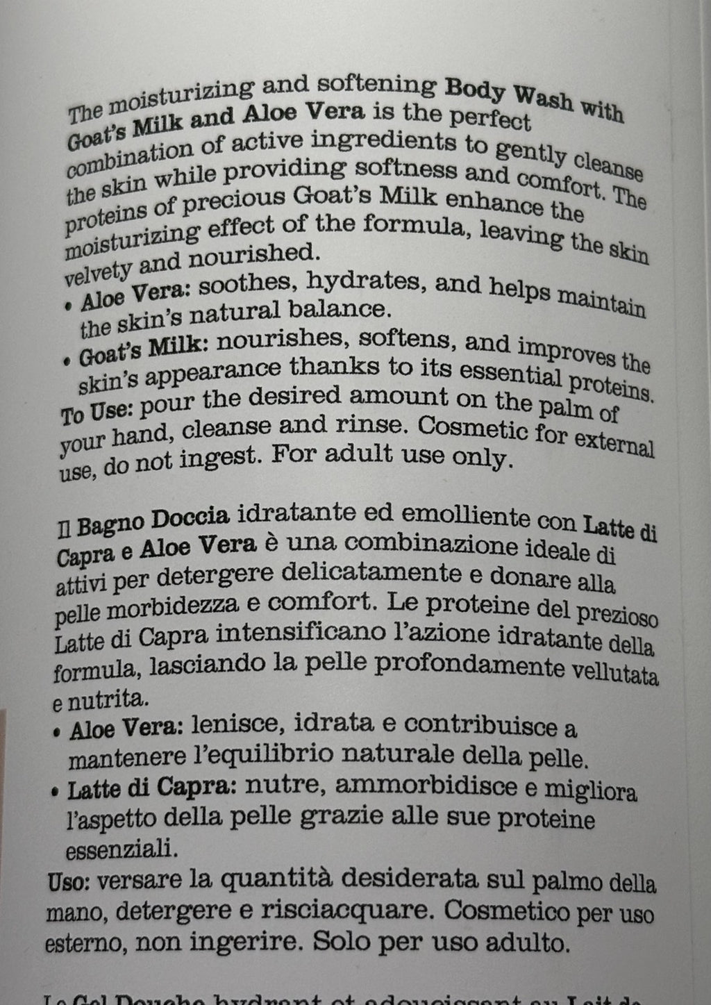 2-Pack Nourishing Goat's Milk Body Wash with Aloe Vera - Made in Italy