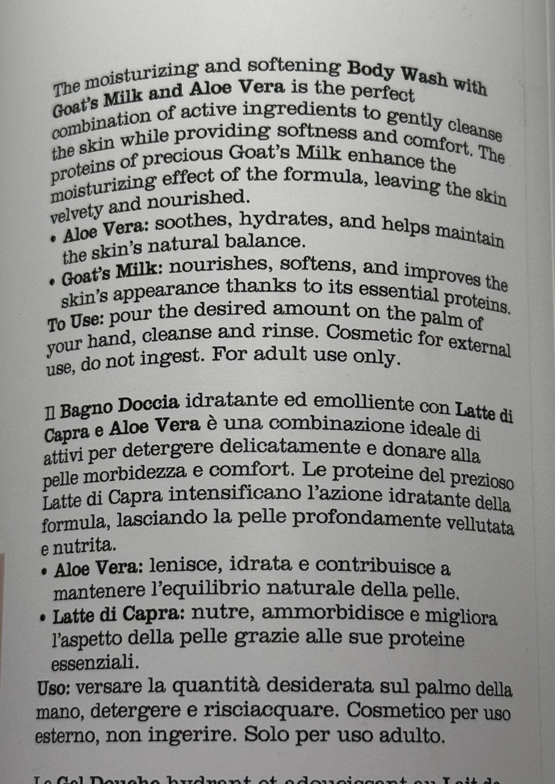 2-Pack Nourishing Goat's Milk Body Wash with Aloe Vera - Made in Italy