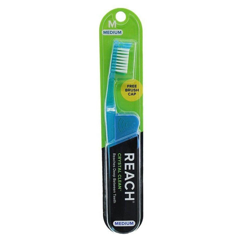 4 Pack Medium Adult Toothbrushes with Bi-Level & Angled Neck - Blue