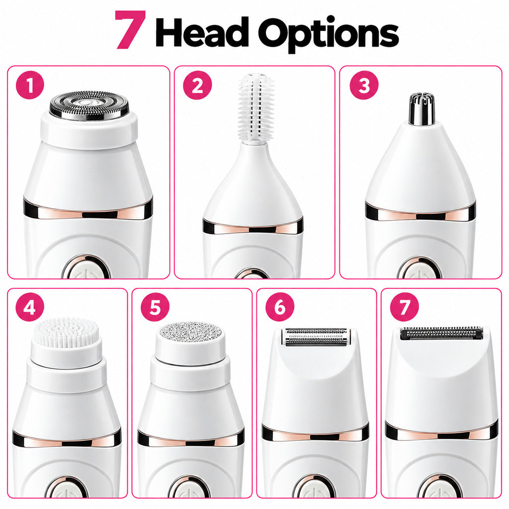 7-in-1 Facial Hair Remover & Face Razor Kit for Women - Painless Grooming