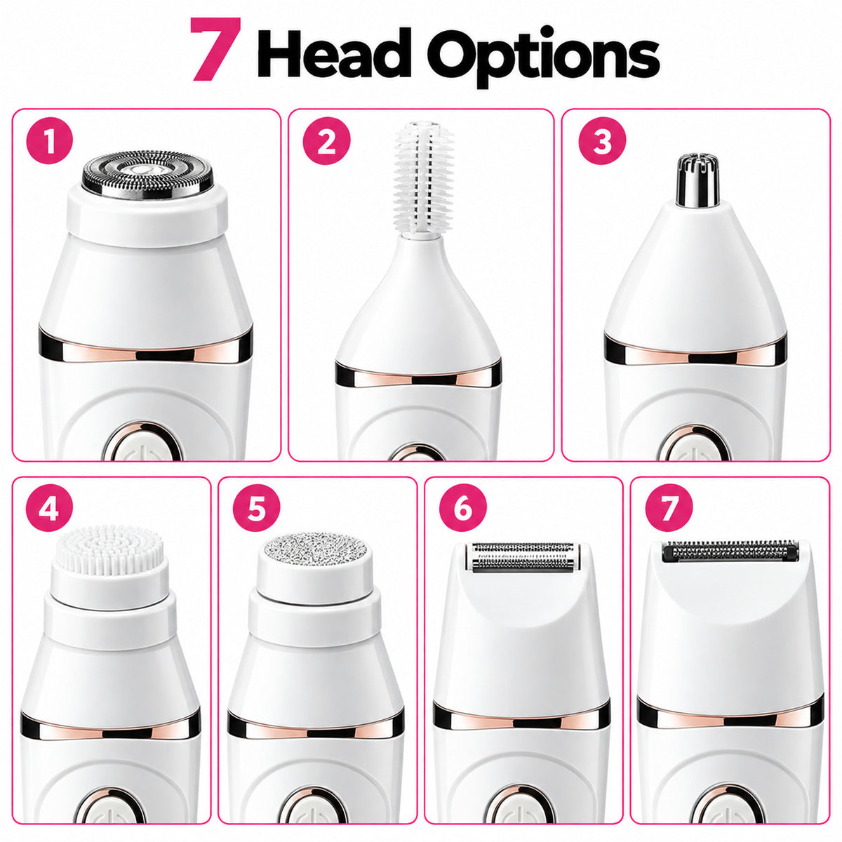 7-in-1 Facial Hair Remover & Face Razor Kit for Women - Painless Grooming