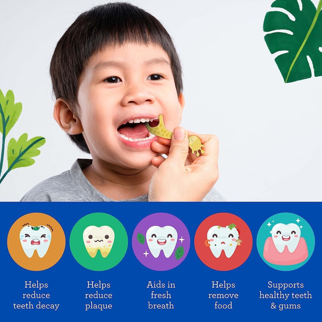 Kids Dental Floss Picks with Giraffe Design - 90 Count, Safe & Tasty
