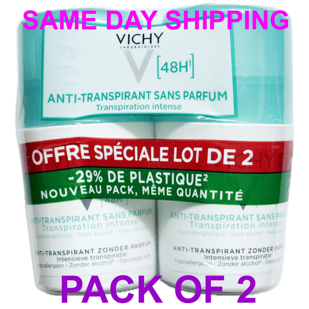 48H Anti-Perspirant Deodorant Roll-On Pack of 2 - Fragrance-Free, 50ml