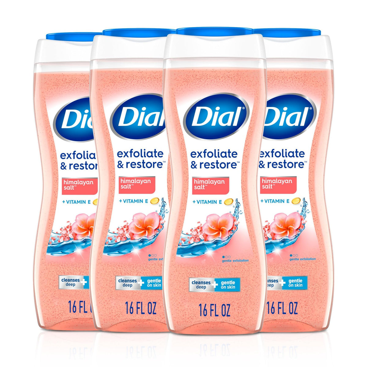 Himalayan Salt Exfoliating Body Wash - Nourishing Hydraclean & Vitamin E, 16 Fl Oz, Pack of 4