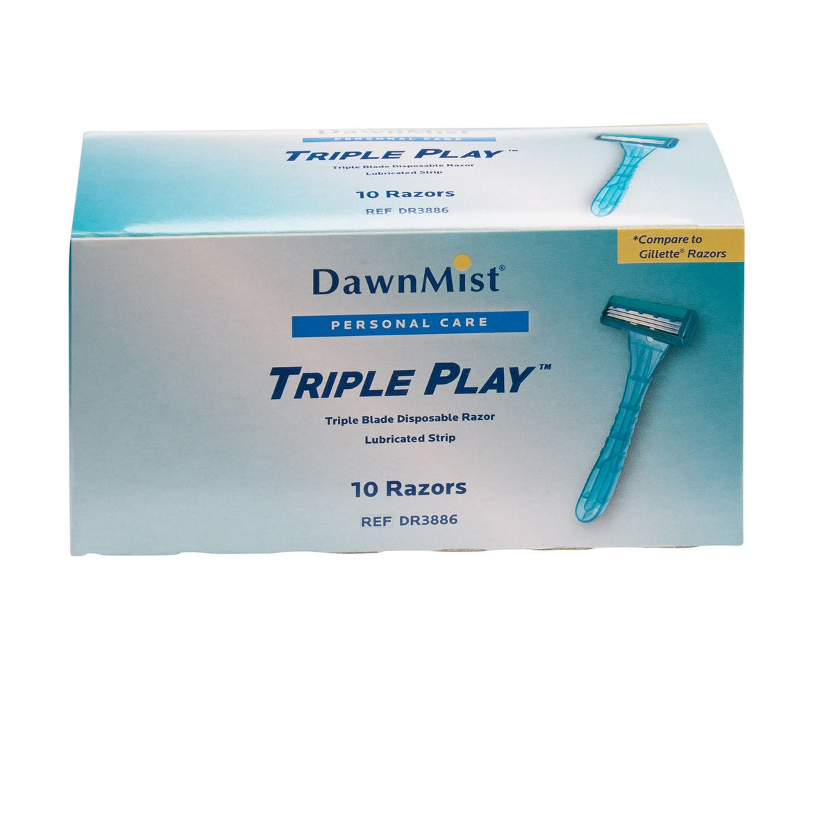 Disposable Triple Blade Facial Razor with Lubricating Strip - Teal, Pack of 10