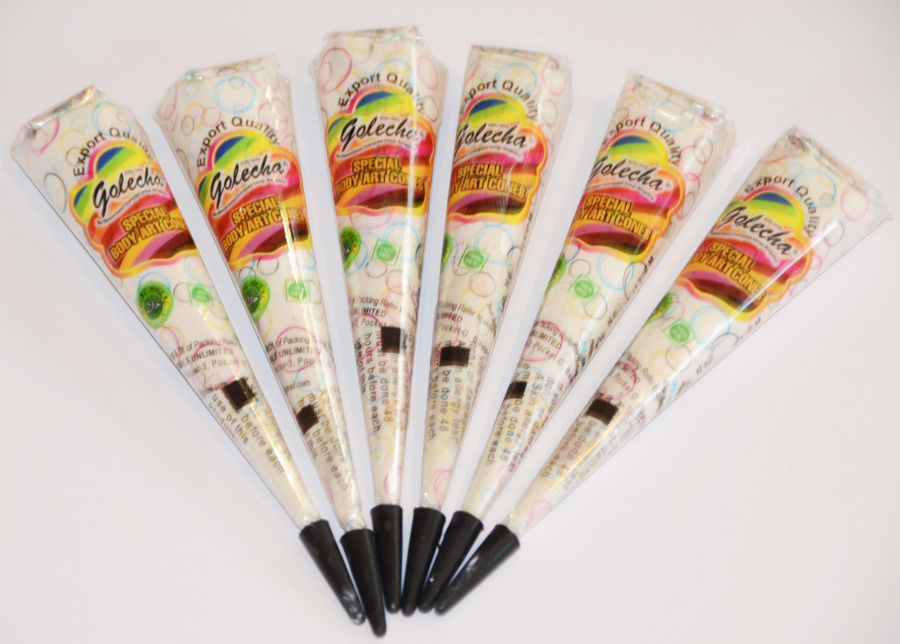 White Henna Temporary Tattoo Cones - 6 Pack