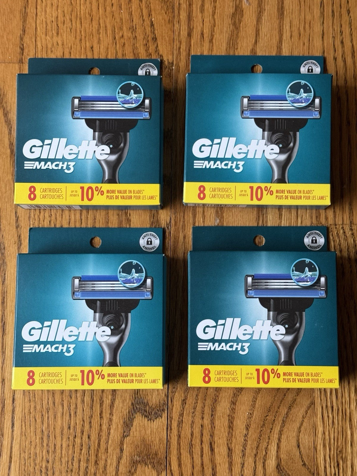 Gillette Mach3 Razor Blade Refills - 4 Boxes, 32 Cartridges