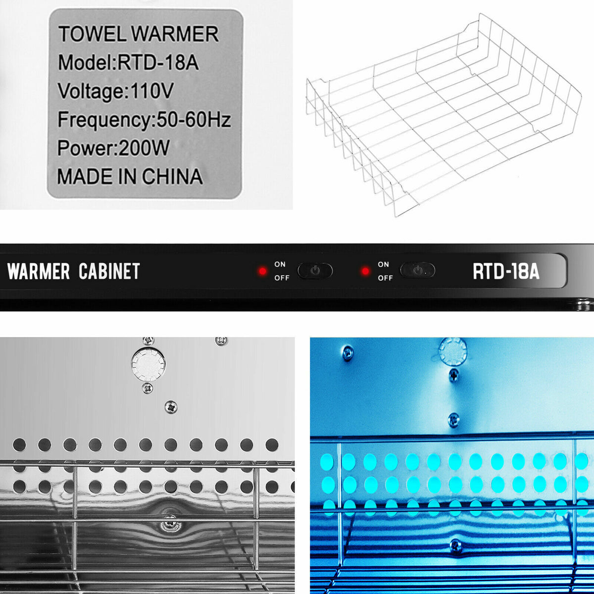 18L UV Sterilizer Hot Towel Warmer Cabinet Stainless Steel for Spa Salon