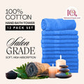 100% Cotton Hand Bath Towels Set 12pcs Salon Hotel Spa Blue