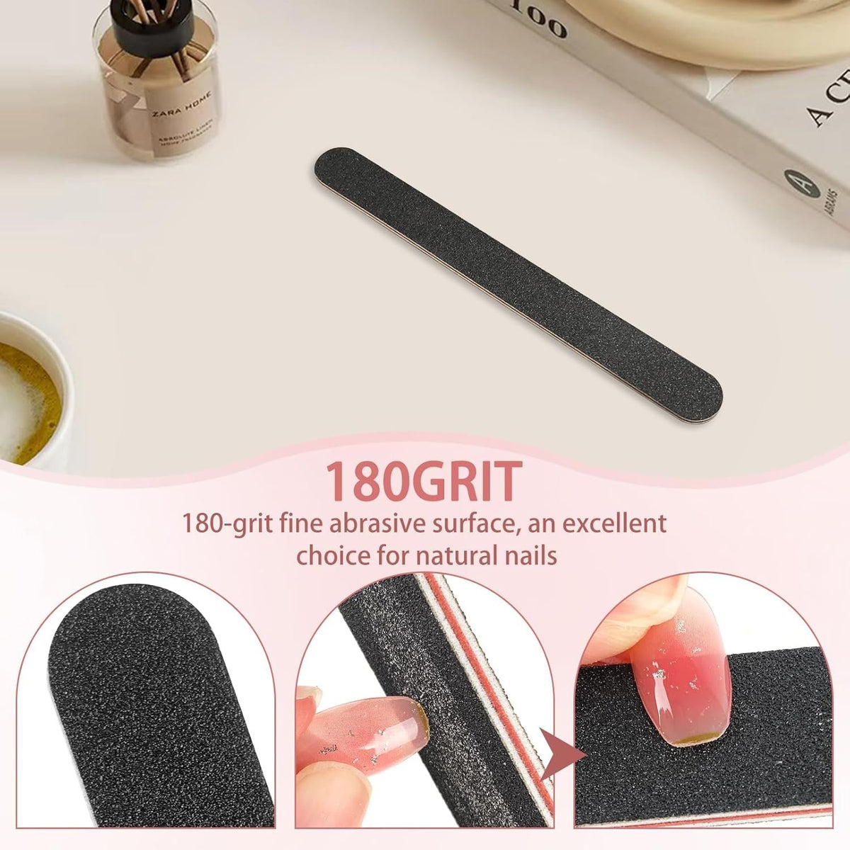 10 Pack Double Sided Nail Files 100/180 Grit Professional Emery Boards
