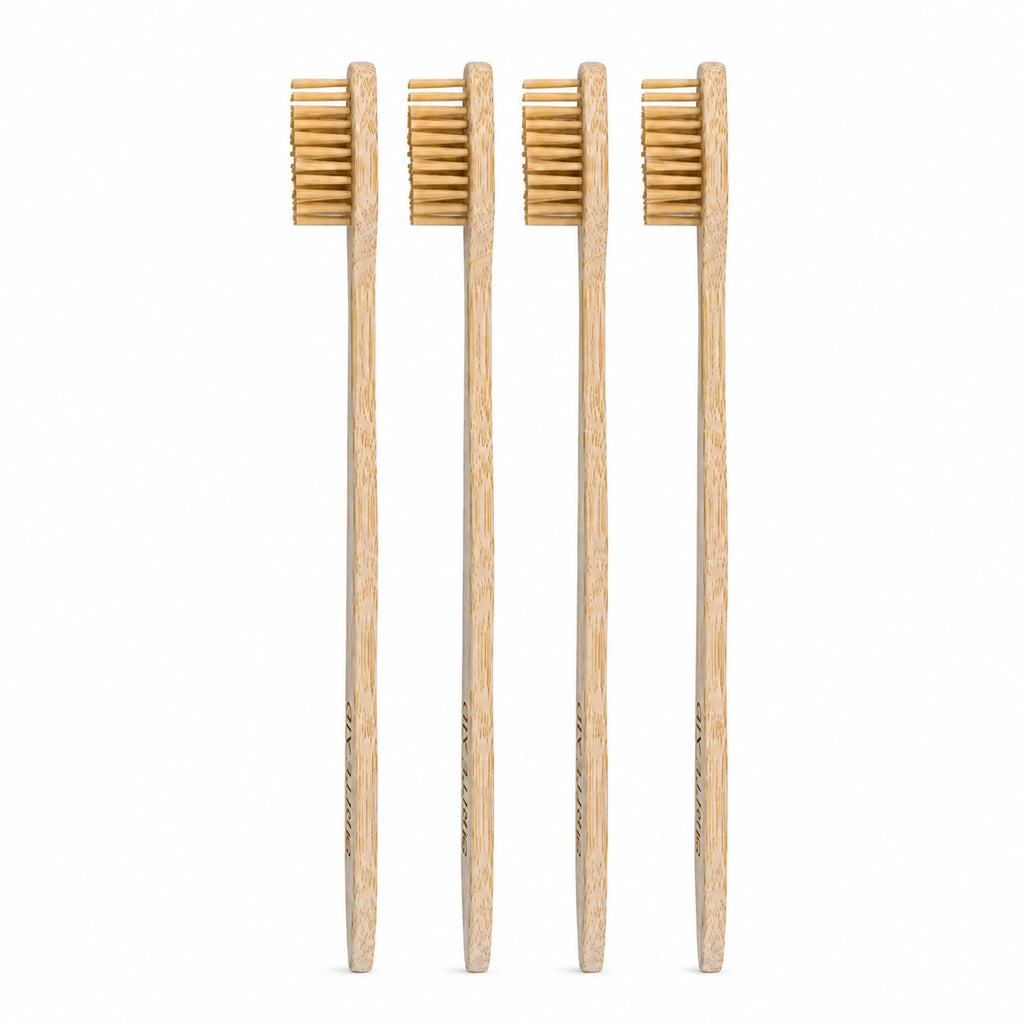 Bamboo Toothbrushes 4 Pack - Eco-Friendly Soft Bristle Adult Oral Care