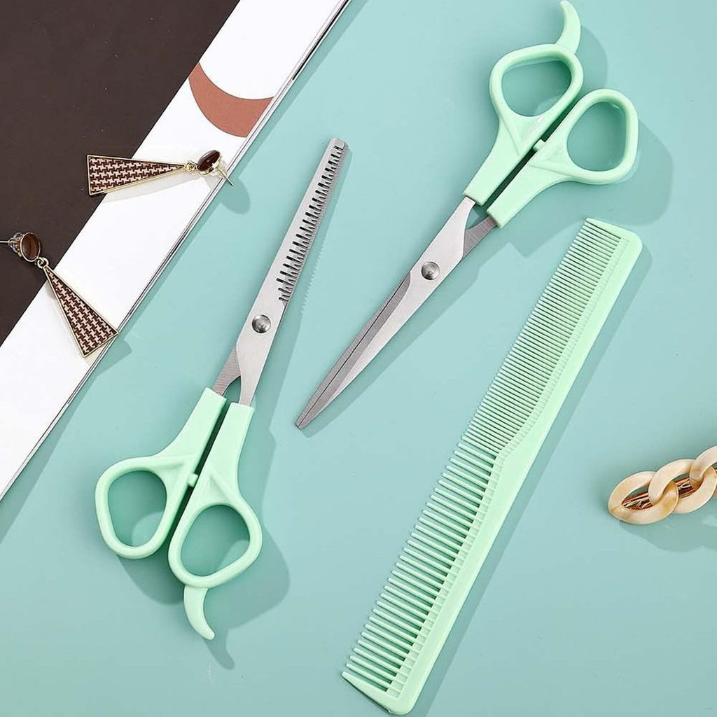 Professional Stainless Steel Hair Cutting Shears Set with Thinning Scissors & Comb