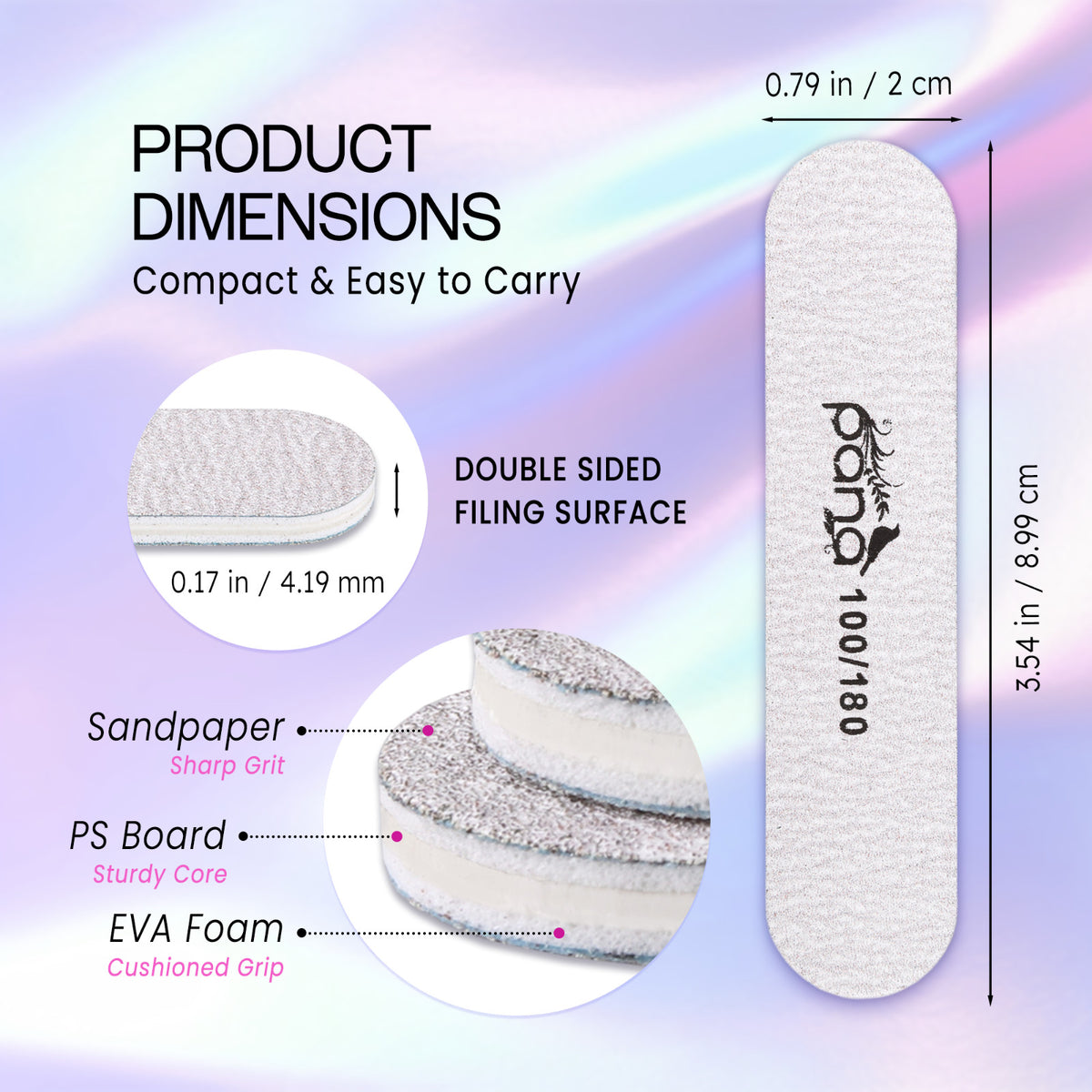 Mini Double-Sided Nail Files Set for Manicures & Nail Prep - Reusable Emery Boards