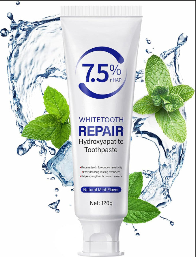 Hydroxyapatite Toothpaste for Sensitive Teeth and Stains - Fluoride-Free 120g
