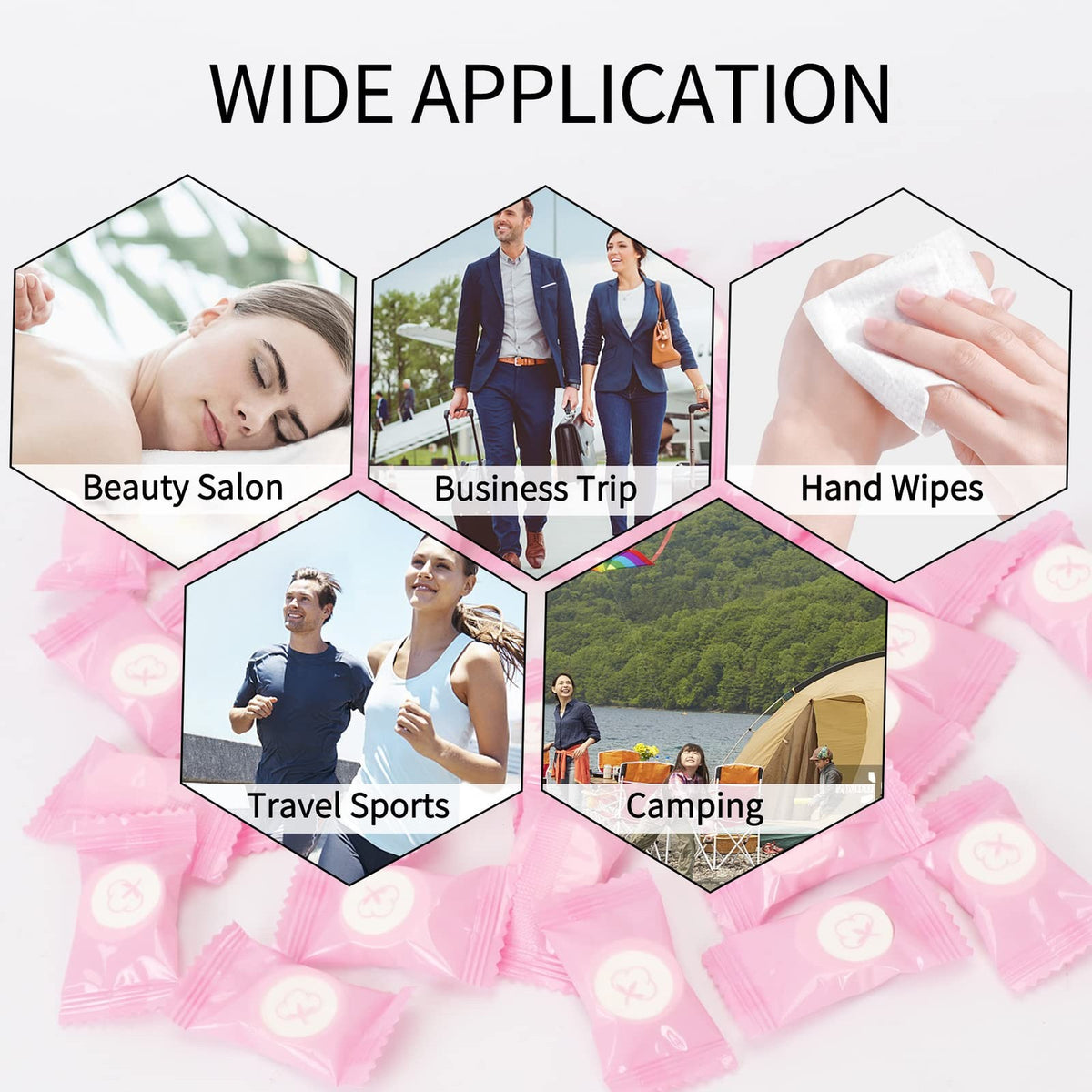 Compressed Face Towels Tablets - Reusable Travel Mini Towels (100 Pack, Pink)