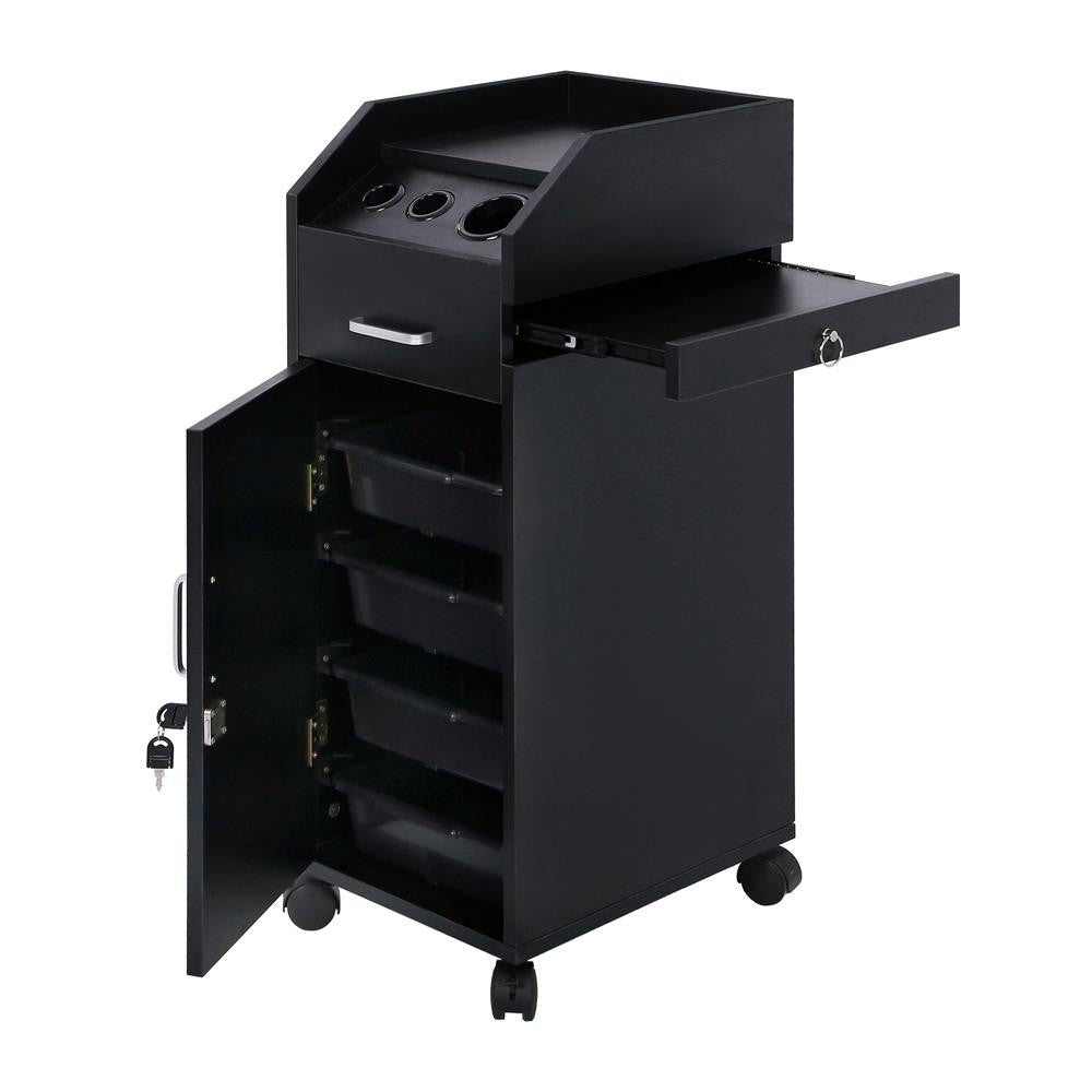 Salon Trolley Cart with 4 Storage Trays Locking Wheels & Spacious Work Surface