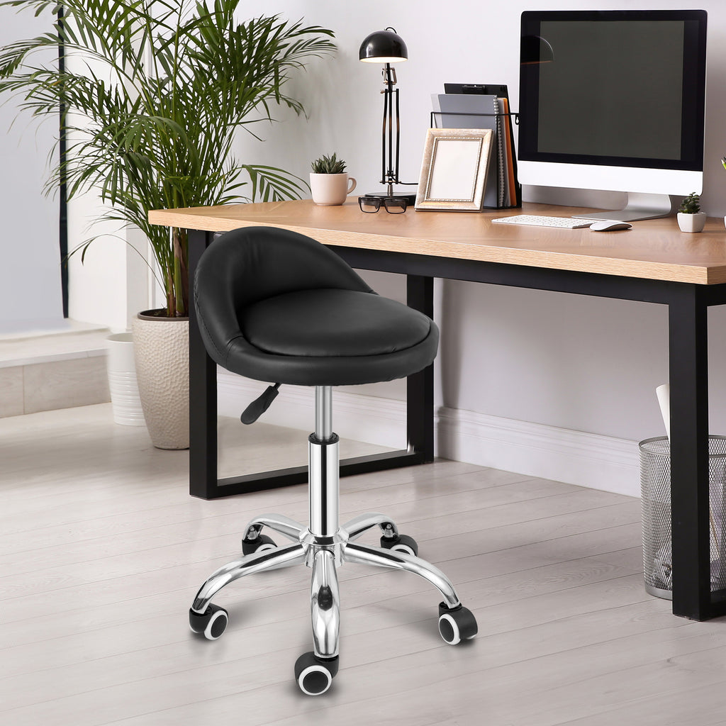 Adjustable Swivel Stool with Wheels for Salon Spa Tattoo Black