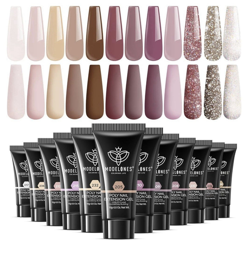 Poly Extension Gel Nail Kit 12 Colors Long-Lasting and Toxin-Free