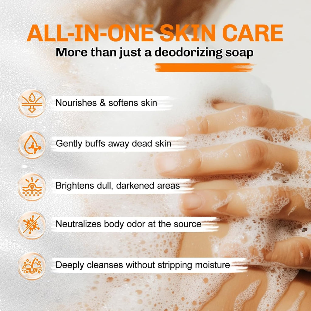 Persimmon Body Soap for Odor Control - Natural Deodorant Bar 5 Pack