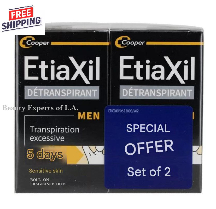 Men's Anti-Perspirant Deodorant Roll-On Sensitive Skin 2 Pack 15ml