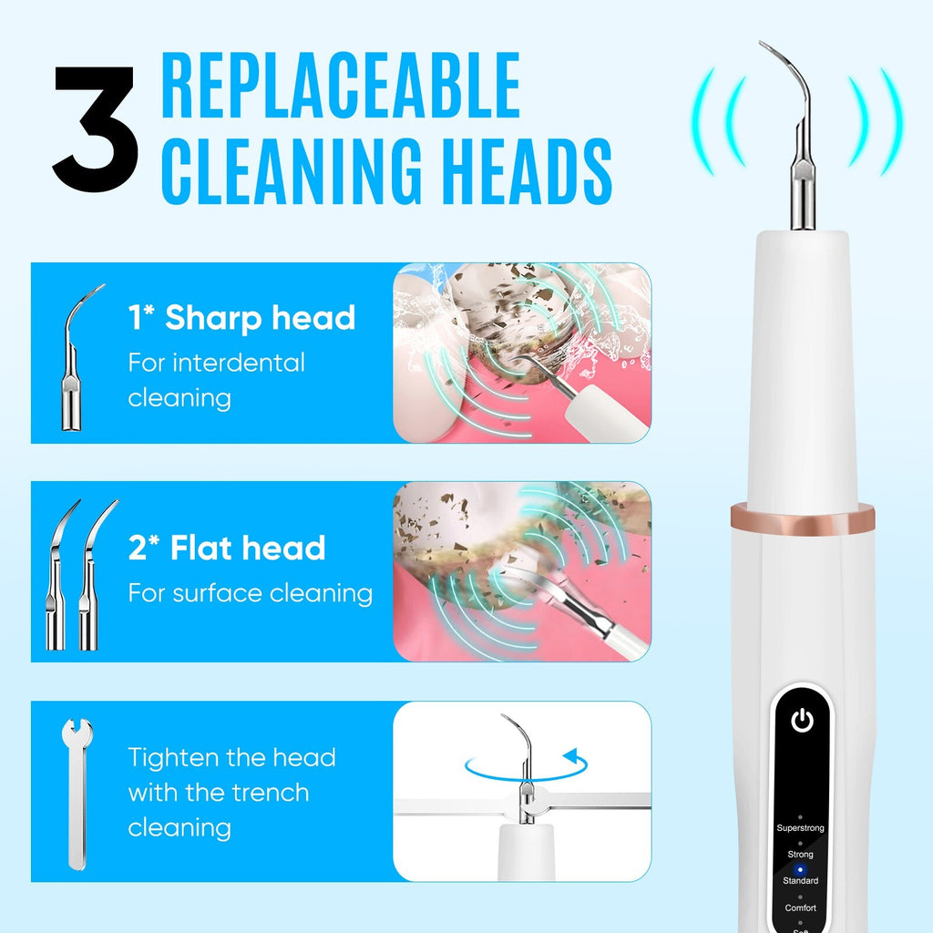 Rechargeable Ultrasonic Teeth Cleaning Kit for Plaque & Tartar Removal