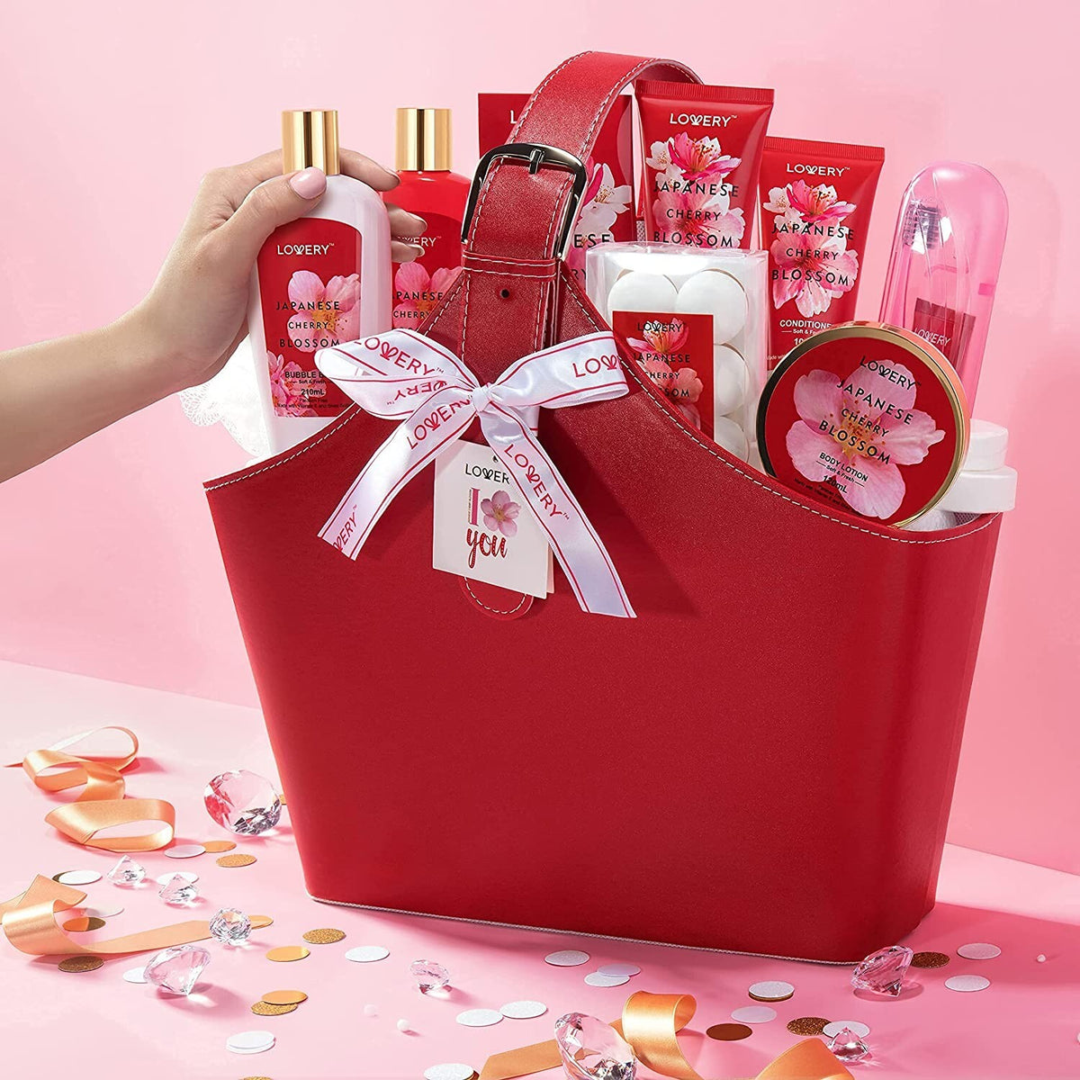 Luxury Home Spa Gift Set with Cherry Blossom Bath Products - 25 Pieces