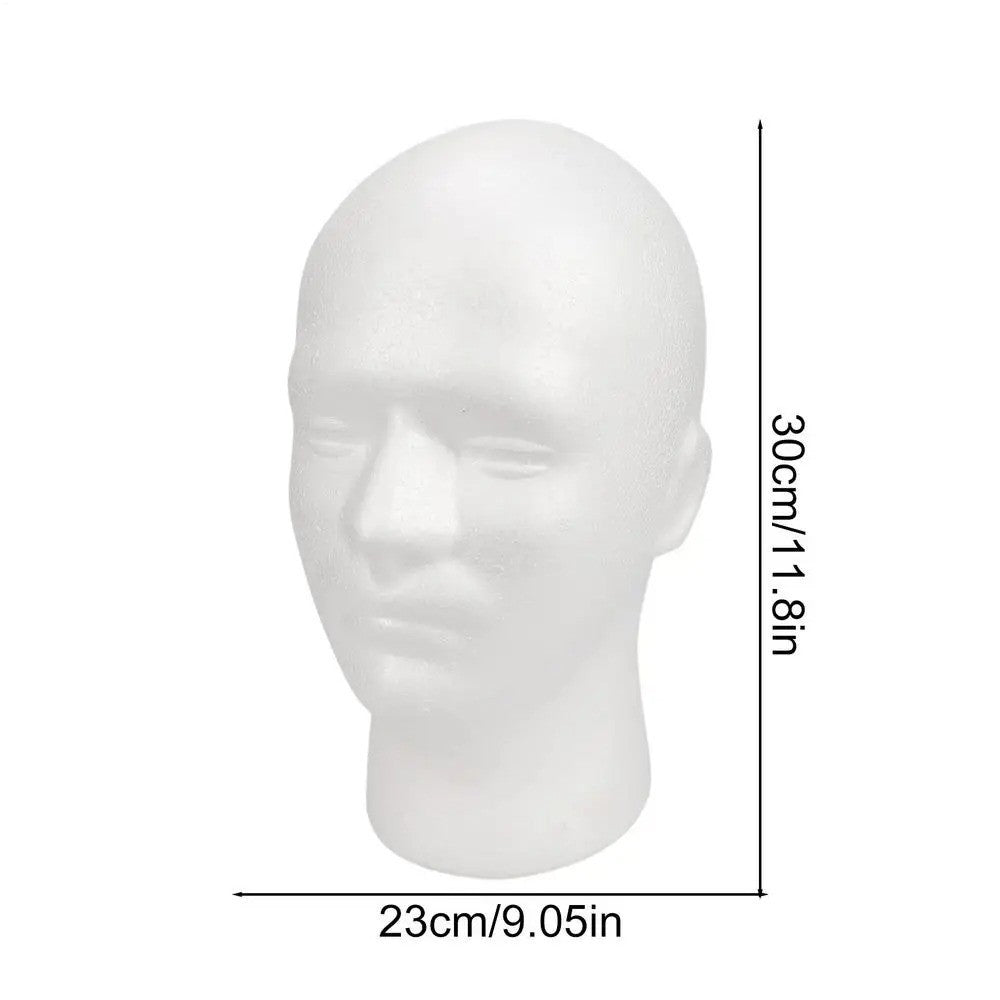 Lightweight Foam Mannequin Head Wig Stand for Styling and Display - Male & Female