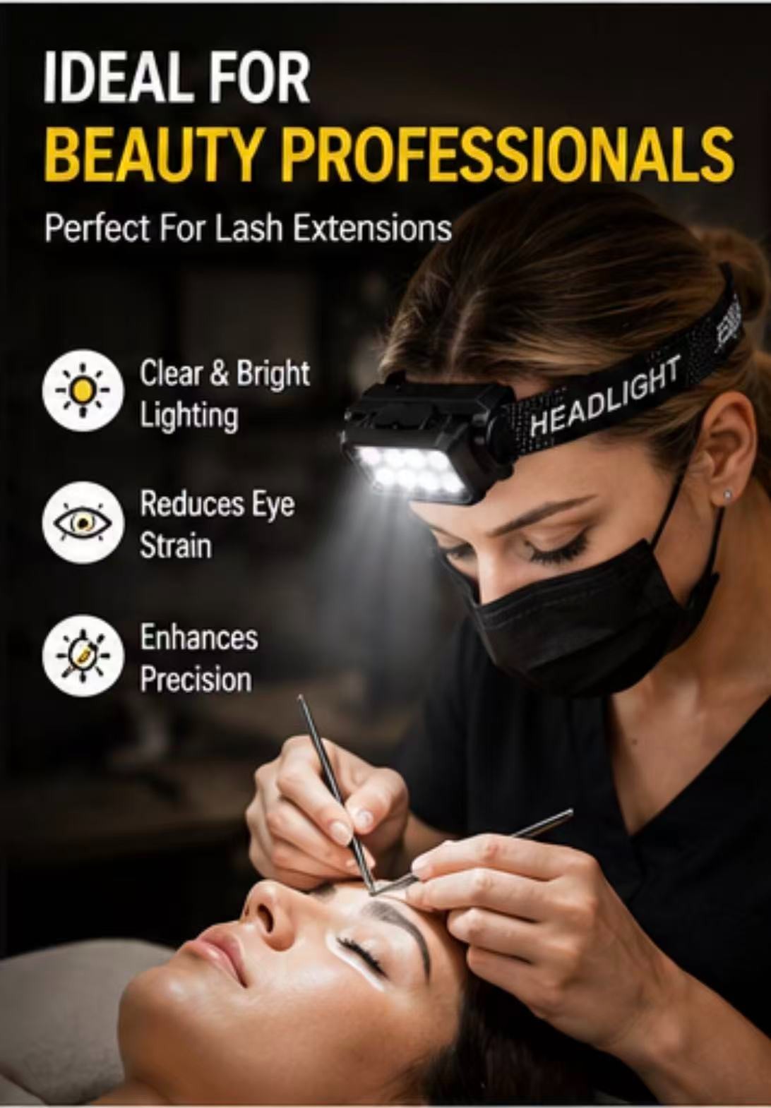 Rechargeable Tattoo Headlamp with Motion Sensor