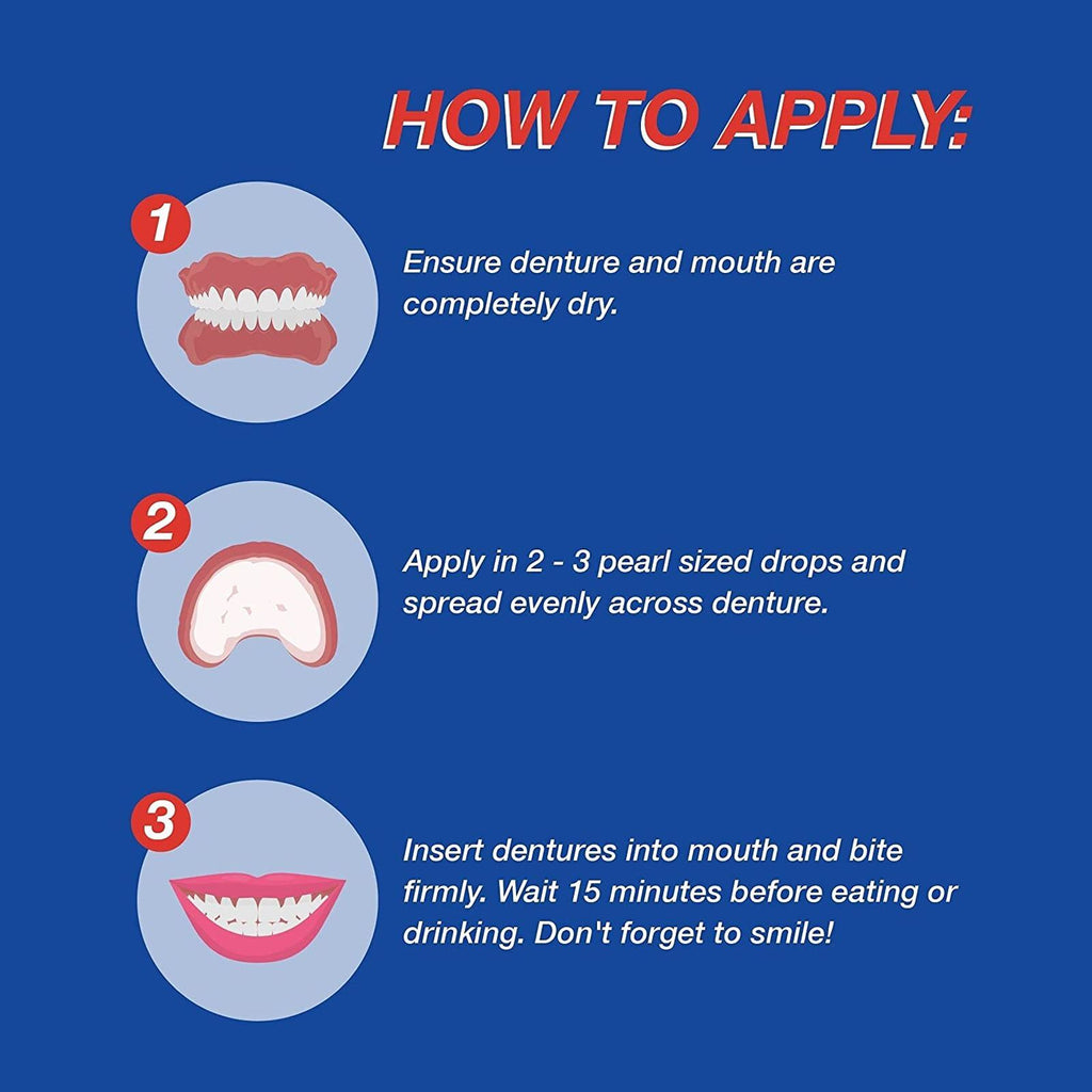 Waterproof Denture Adhesive 1.4 oz - Strong Bond, Zinc-Free, 12-Hour Hold