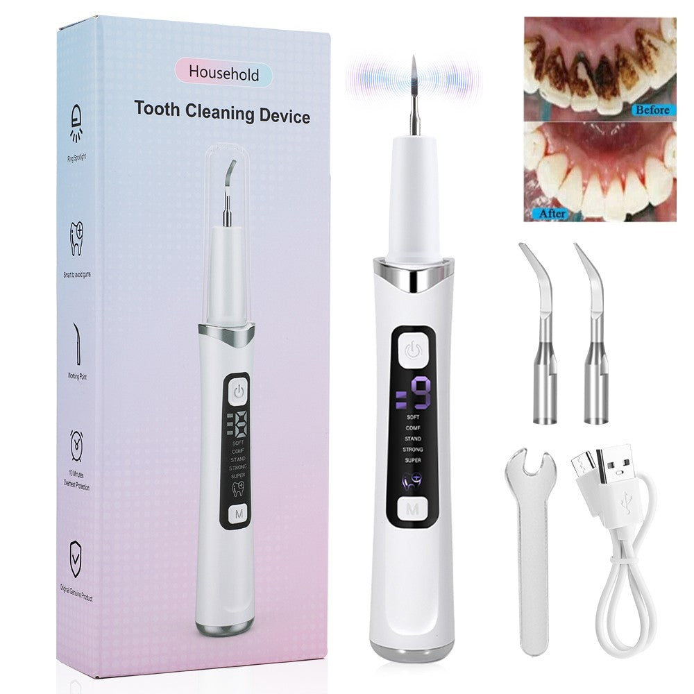 Ultrasonic Dental Tartar Plaque Remover with LED Light & Adjustable Modes