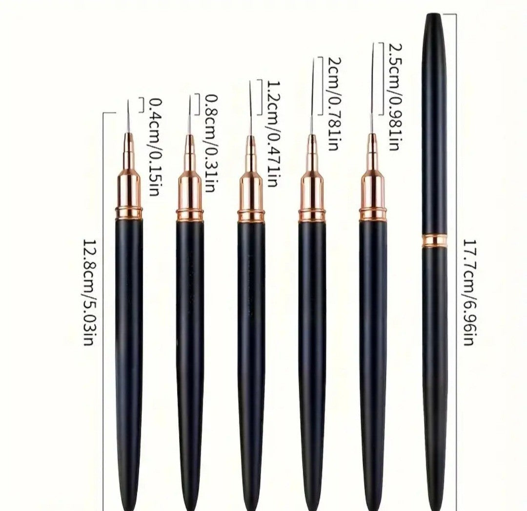 Professional Nail Brush Set - 5 Pcs Fine Detail Nail Art Brushes