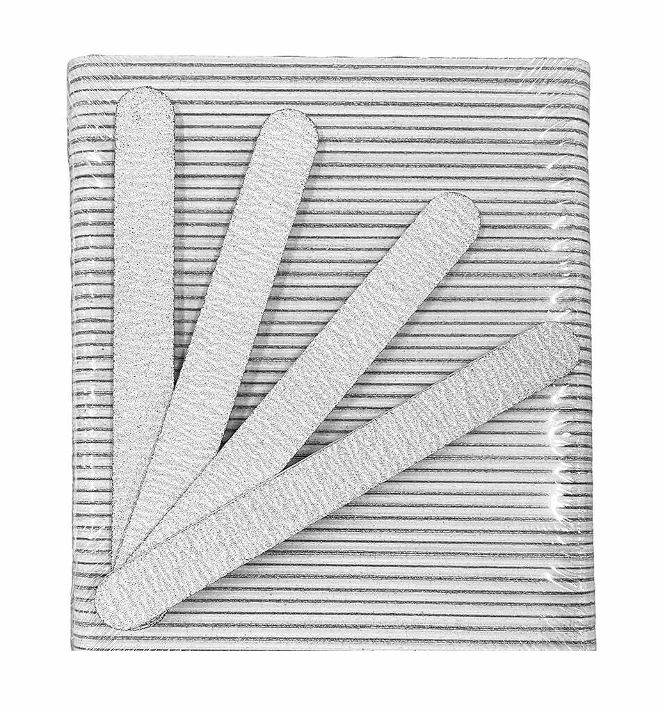Professional Acrylic Nail File 80/100 Grit Zebra 7-Inch Pack of 50 - Nail Care Tools