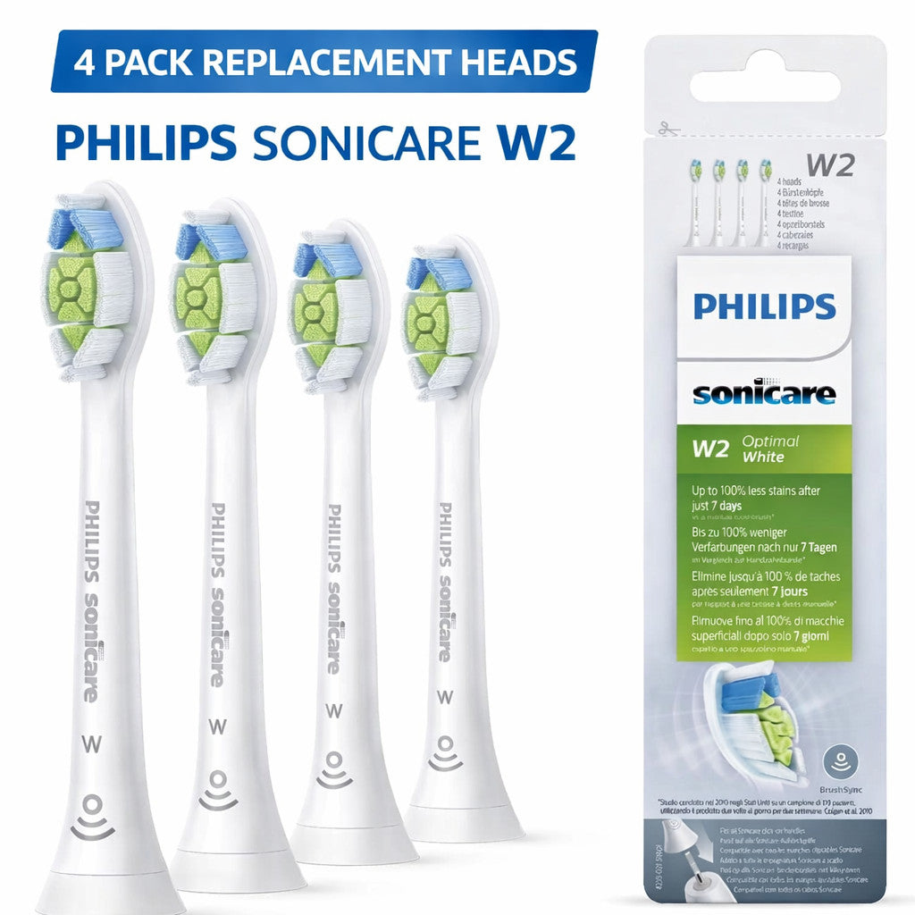 Philips Sonicare W2 Replacement Brush Heads 4 Pack - White Deep Cleaning