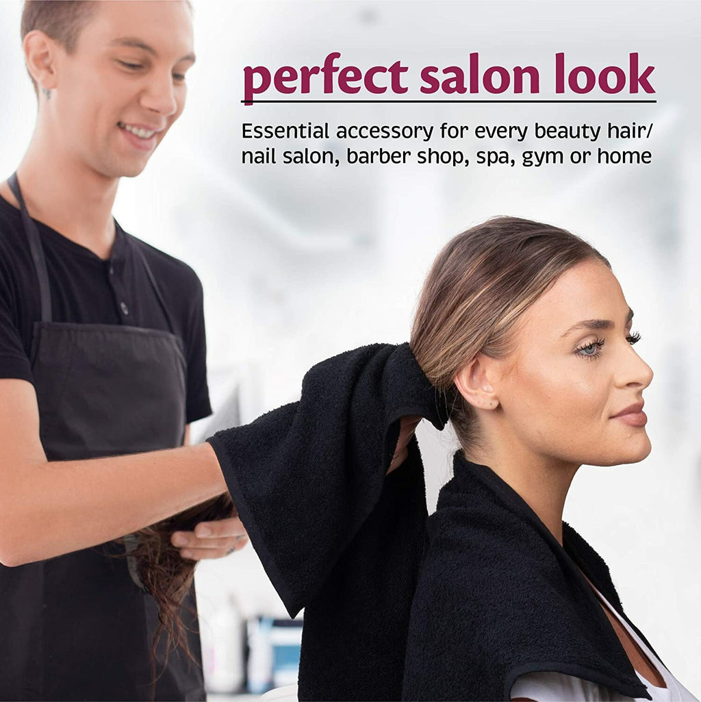 Black Cotton Salon Towels Pack of 24 16x27 Inches for Spa & Salon Use