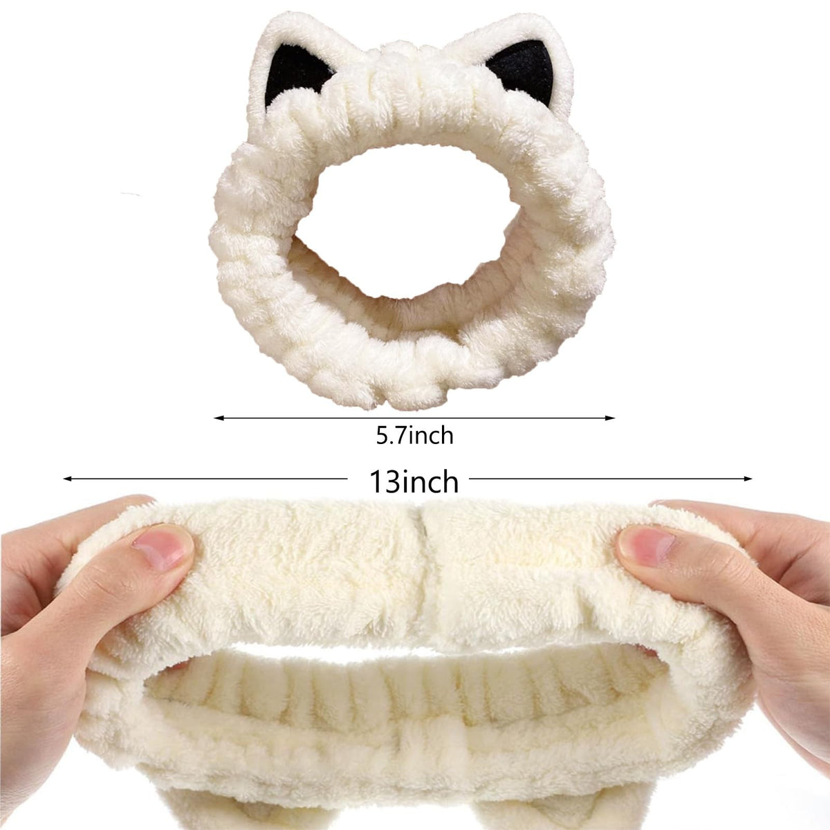 Spa Headband for Face Washing - Soft Coral Fleece, Pack of 2, Beige & Khaki