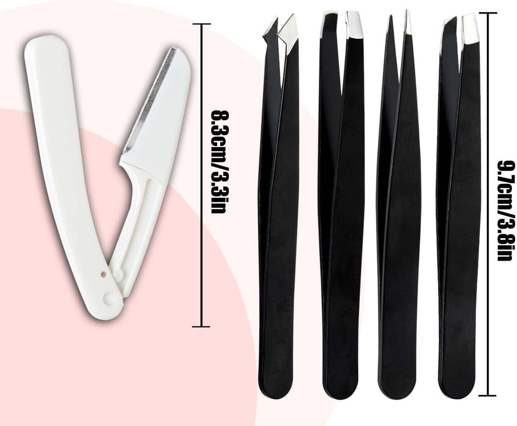 Professional Facial Hair Removal Tweezers Kit - Stainless Steel & Anti-Skid Coating