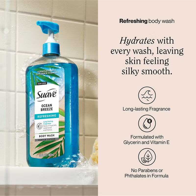 Suave Body Wash Variety Pack - Hydrating, Long-Lasting Scents for All Skin Types