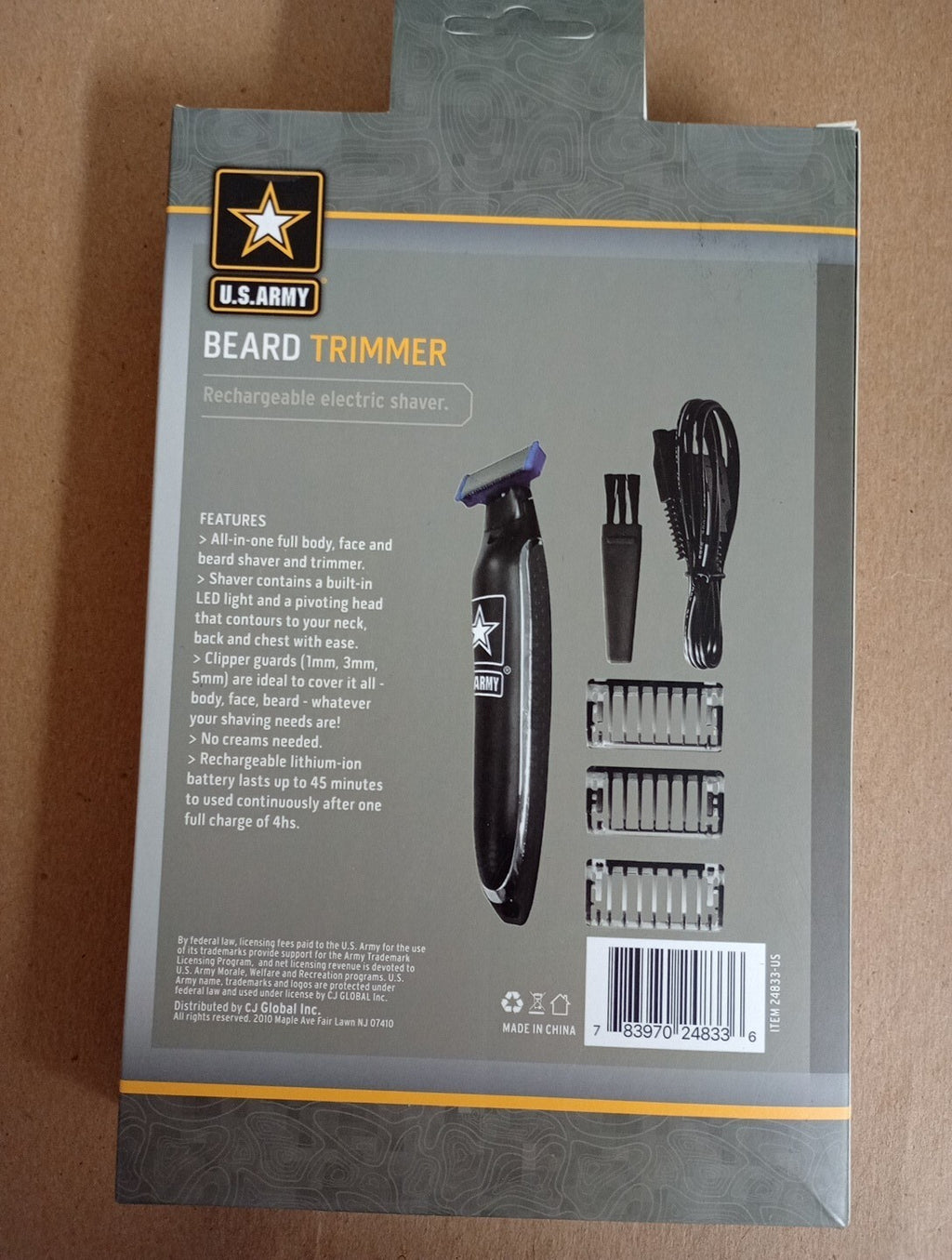 U.S. Army Official Licensed Rechargeable Beard Trimmer & Electric Shaver