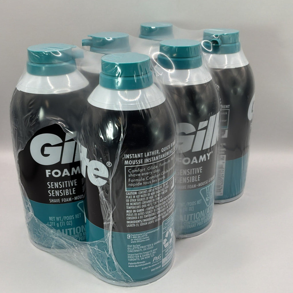 Gillette Men's Sensitive Shaving Foam - 11oz 6-Pack with Free Shipping