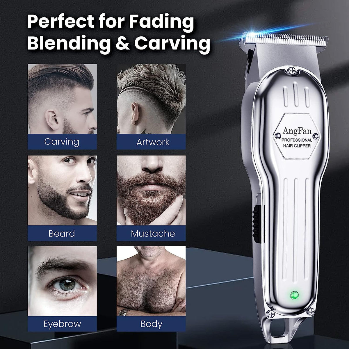 Professional Wireless Hair Clipper Kit for Men with Adjustable Blade and LED Display