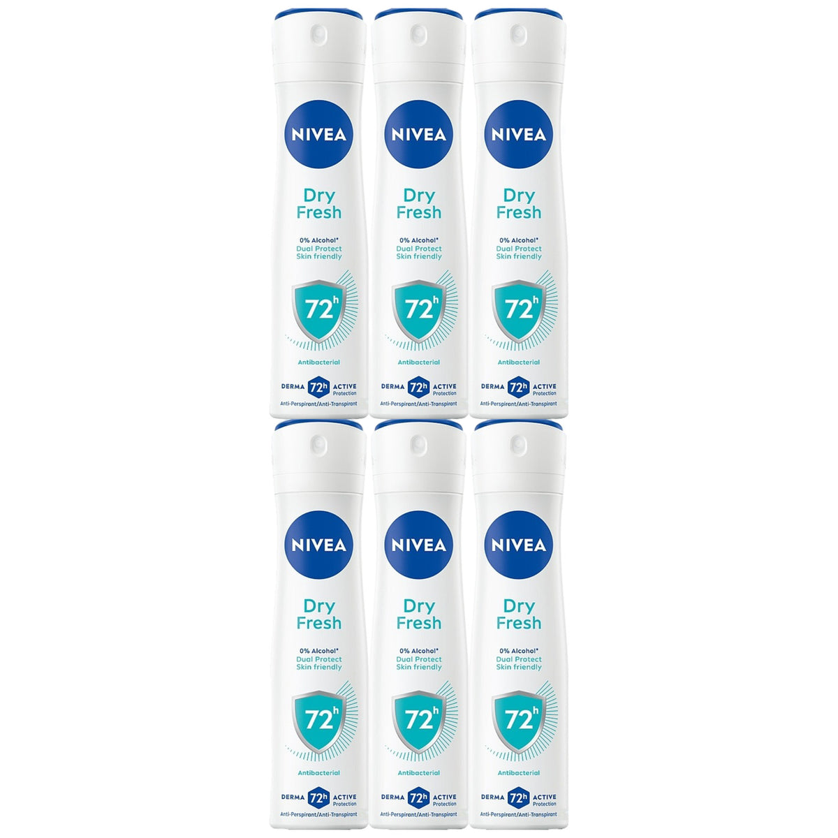 6 Pack Nivea Dry Fresh 72H Antiperspirant Spray 200ml - Deodorant for Men & Women