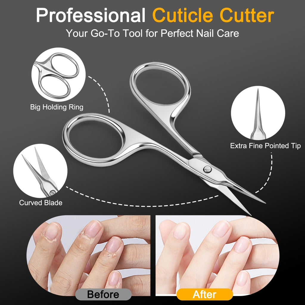 Cuticle Scissors - Curved Tip Nail Grooming Tool for Manicure Pedicure