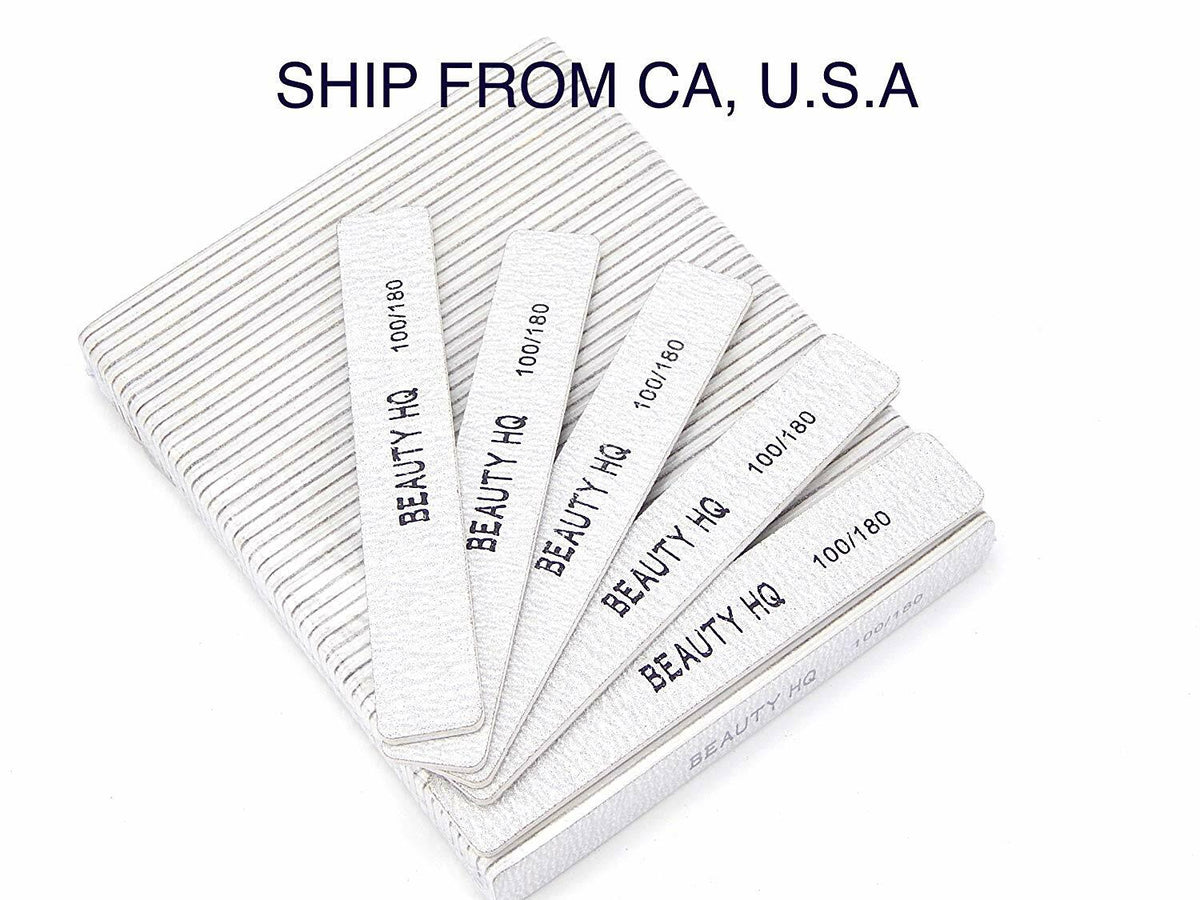 Professional Jumbo Nail Files 100/180 Grit, Coarse & Fine Zebra (50 Pcs)