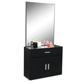 Wall Mount Salon Station with Mirror and Storage for Barber & Hair Styling