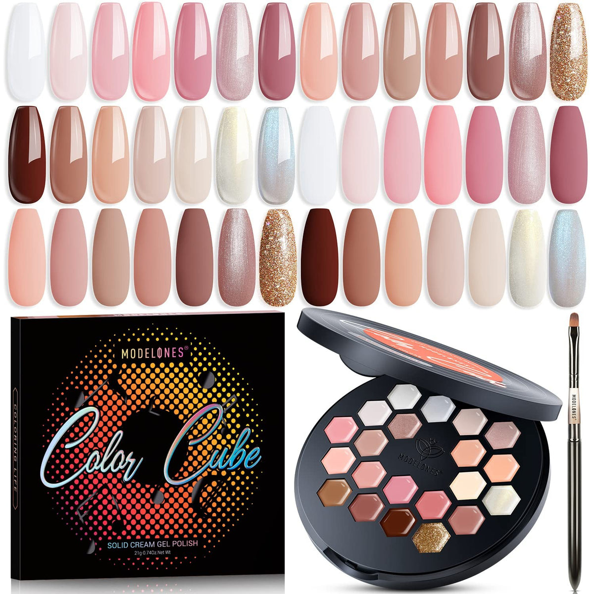 Gel Nail Polish Set 21 Colors Neutral Collection - Long Lasting Solid Gel