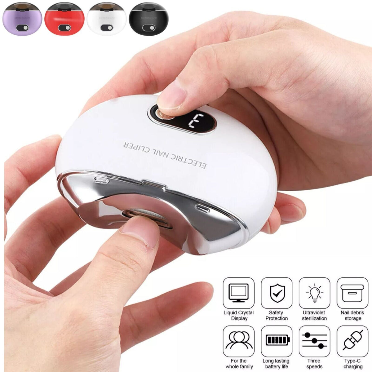 Electric Nail Clipper for Pedicure and Toe Nails - Automatic & Rechargeable